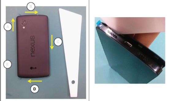 Imágenes indicativas de cómo podría ser el Nexus 5, según un manual filtrado en Internet.