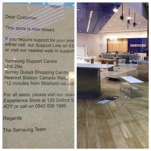 Foto publicada en Twitter sobre el cierre del Experience Store de Samsung 
