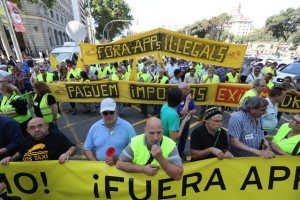 Protestas en Barcelona contra Uber