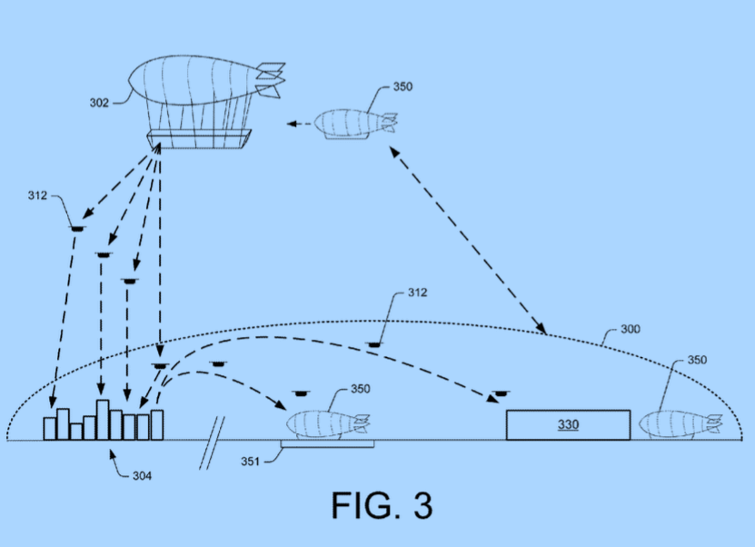 Imagen de la patente registrada por Amazon, que ha circulado por Internet y que muestra cómo podrían ser los envíos. 