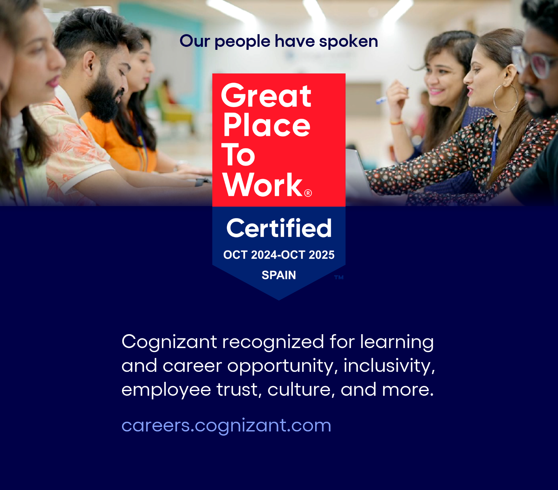 Cognizant obtiene la certificación “Great Place To Work” en España